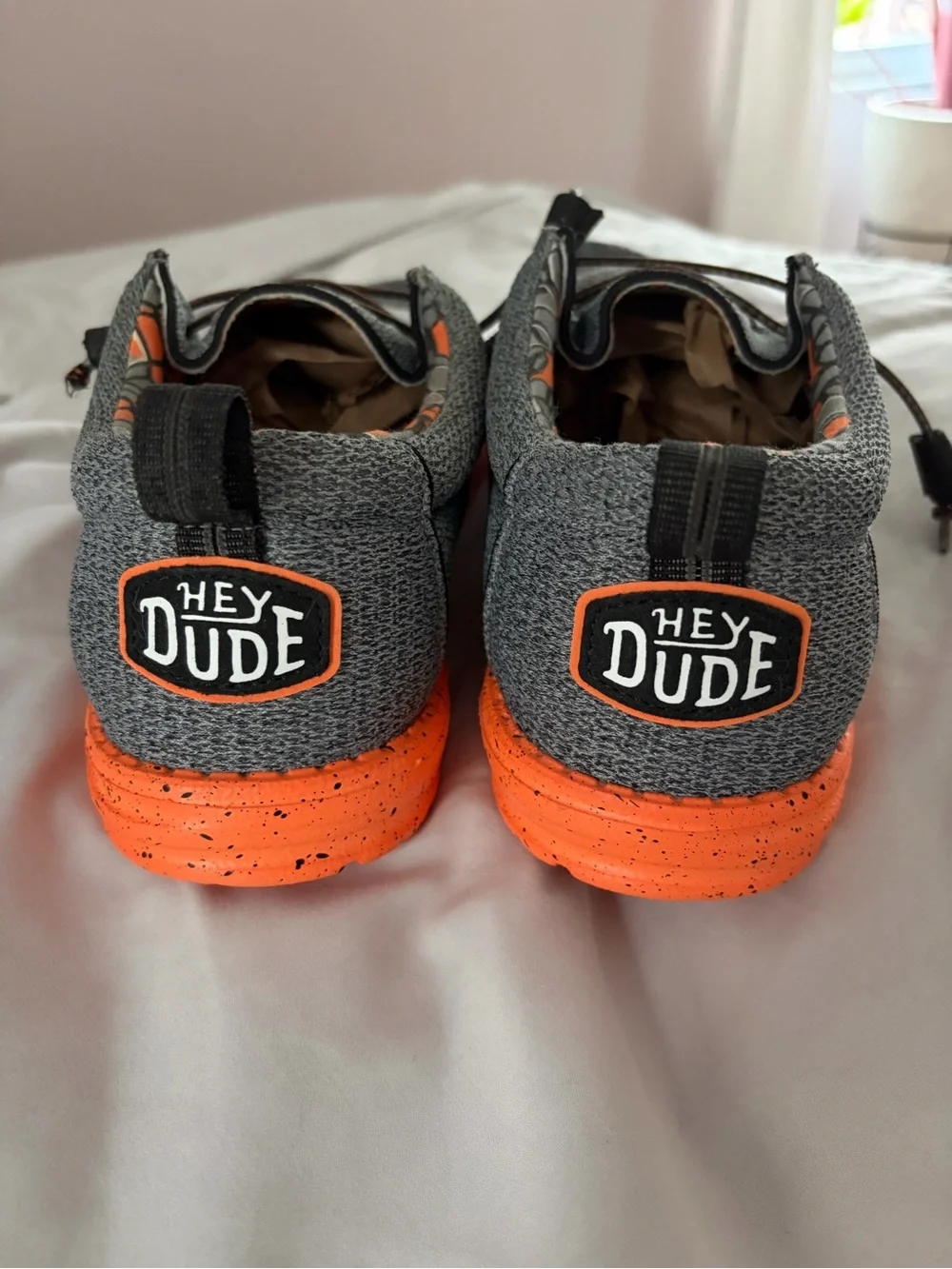 Hey Dude Grey with Orange Accent Men's Slip-On Loafers